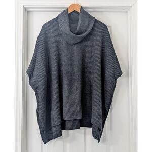 Lucky Brand Gray Knit Cowl Neck Poncho One Size